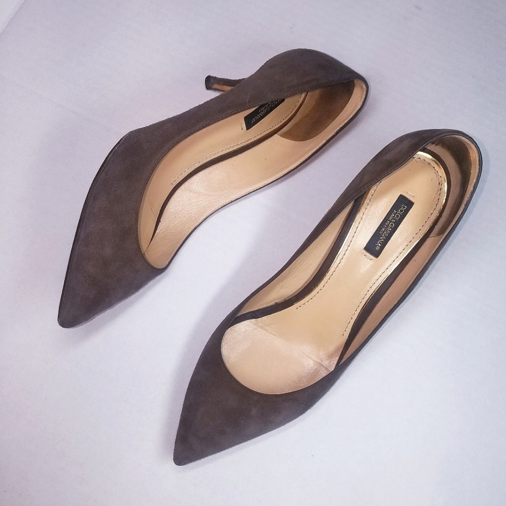 🌸Dolce & Gabbana‎ | Grey Suede Kitten Heel Pointed Toe 39